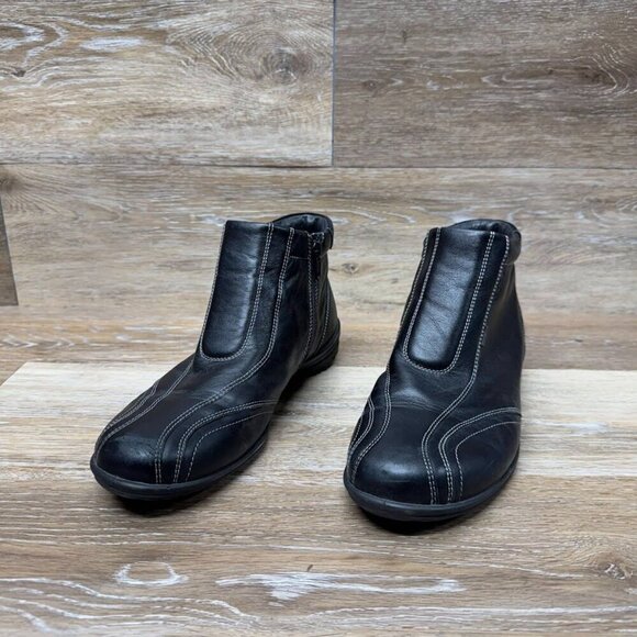 Ecco Black Leather Zipper Booties Women's Size EU 39 - Picture 1 of 10